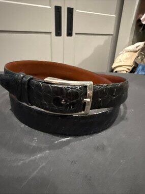 Torino Men’s Size 50 Black Belt Embossed Italian Kipskin